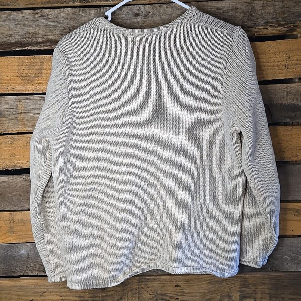L.L. Bean Women’s Cotton Knit Cardigan Sweater Large Oatmeal Beige Button Front - Picture 6 of 9